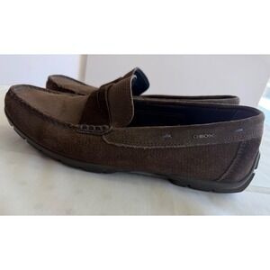 Geox Mens Brown Suede Slip‎ On Loafer Shoes Italian Patent 42